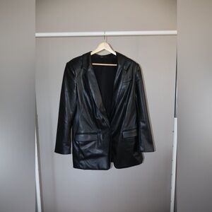 Express Women’s Faux Leather Oversized Boyfriend Blazer Size L
